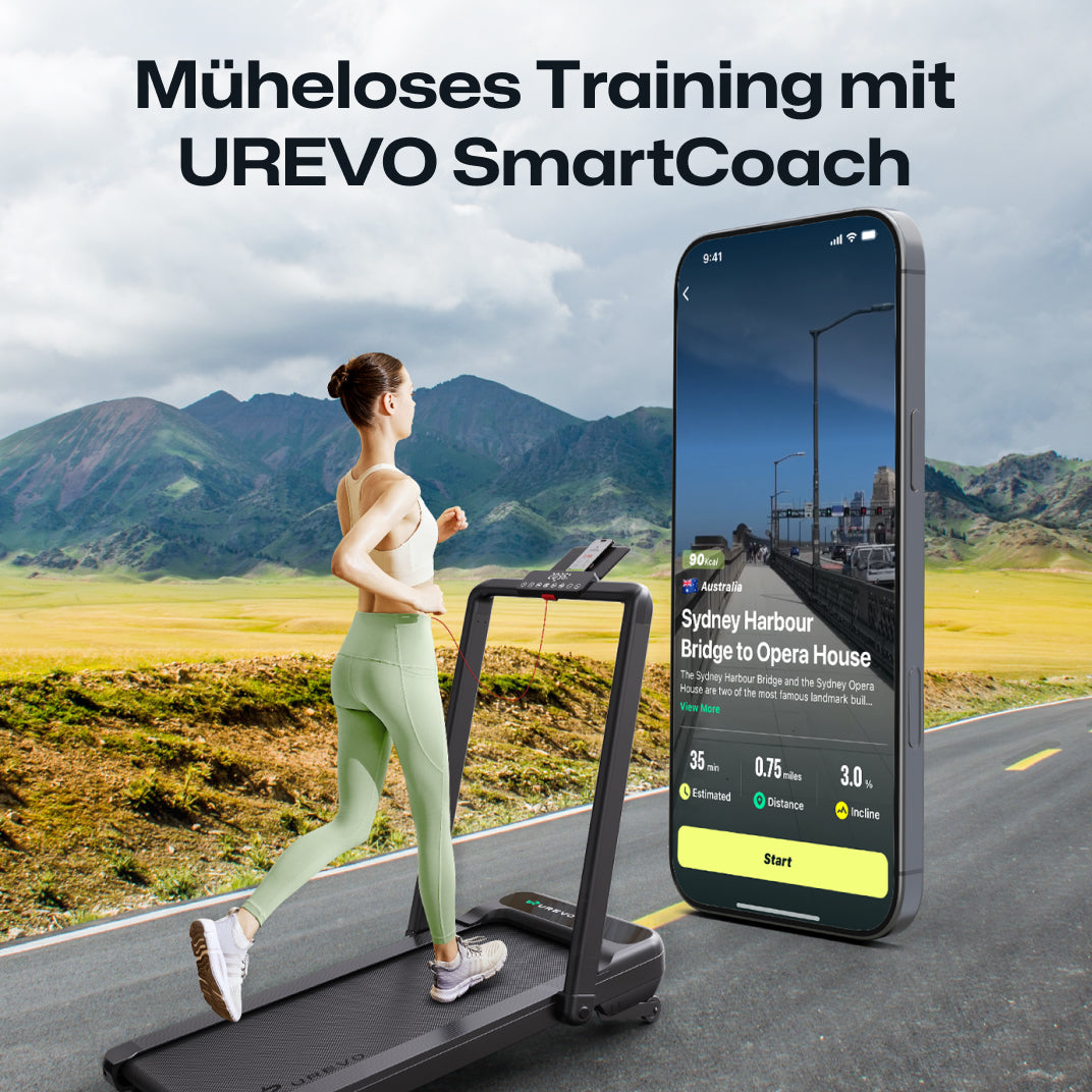 Das UREVO Strol 2S Pro Laufband hilft mit interaktiver Datenanzeige beim Verfolgen, Planen und Erreichen von Fitnesszielen.